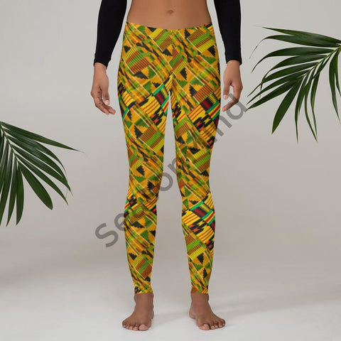 African Kente Design (Ghana Traditional Motif) Legging Women Xs