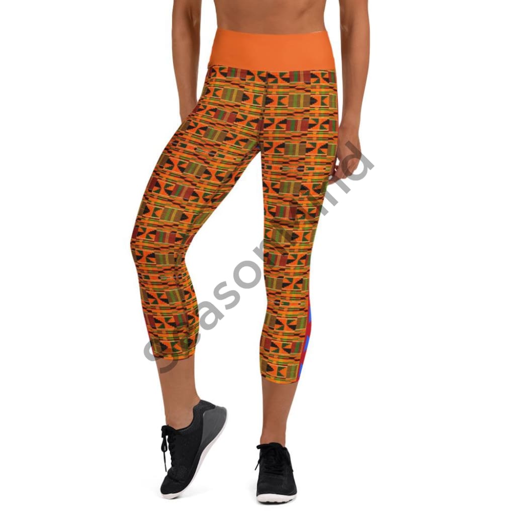 Cultural Kente Style Yoga Leggings Xs