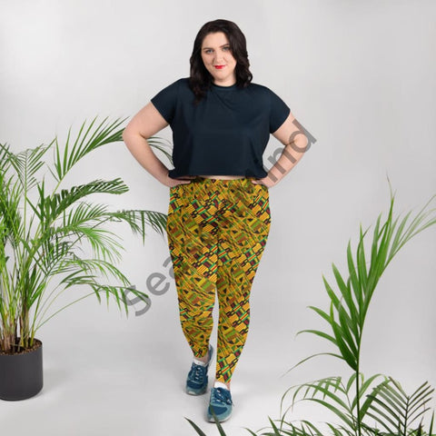 Cultural Plus Size Kente Style Leggings 2Xl