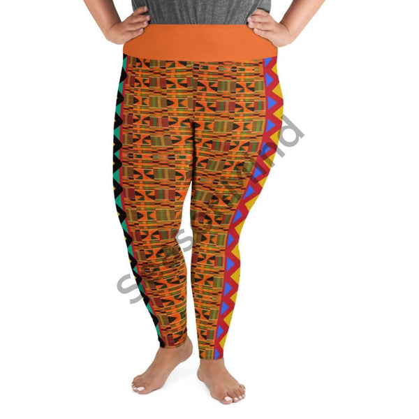 Cultural Plus Size Kente Style Leggings