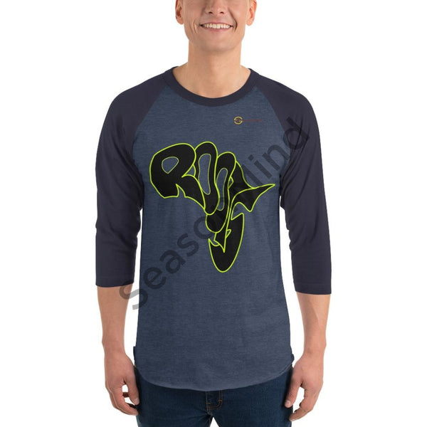 Roots 3/4 Sleeve T-Shirt (Black Neon) Heather Denim/navy / Xs Male