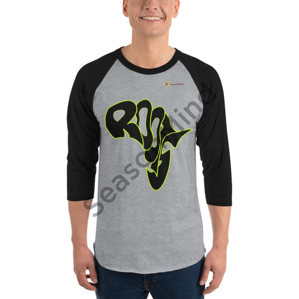 Roots 3/4 Sleeve T-Shirt (Black Neon) Heather Grey/black / Xs Male