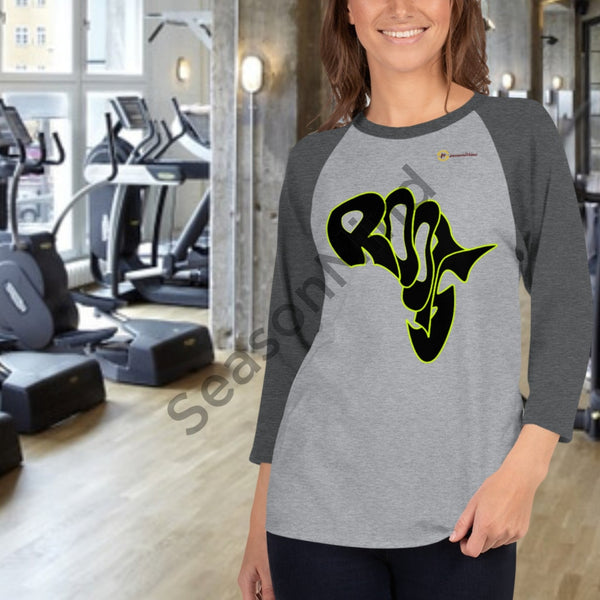 Roots 3/4 Sleeve T-Shirt (Black Neon) Heather Grey/heather Charcoal / M Female