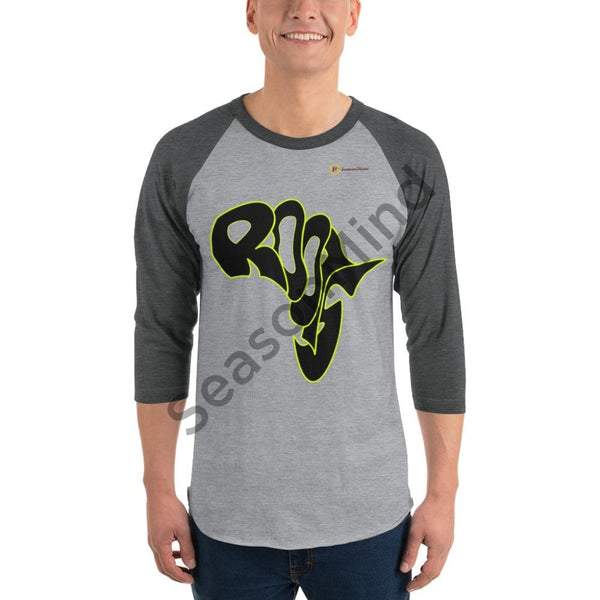 Roots 3/4 Sleeve T-Shirt (Black Neon) Heather Grey/heather Charcoal / M Male