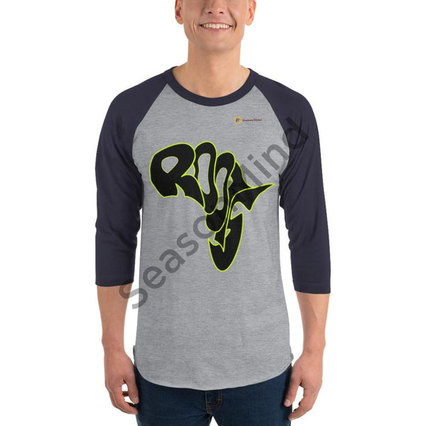 Roots 3/4 Sleeve T-Shirt (Black Neon) Heather Grey/navy / Xs Male