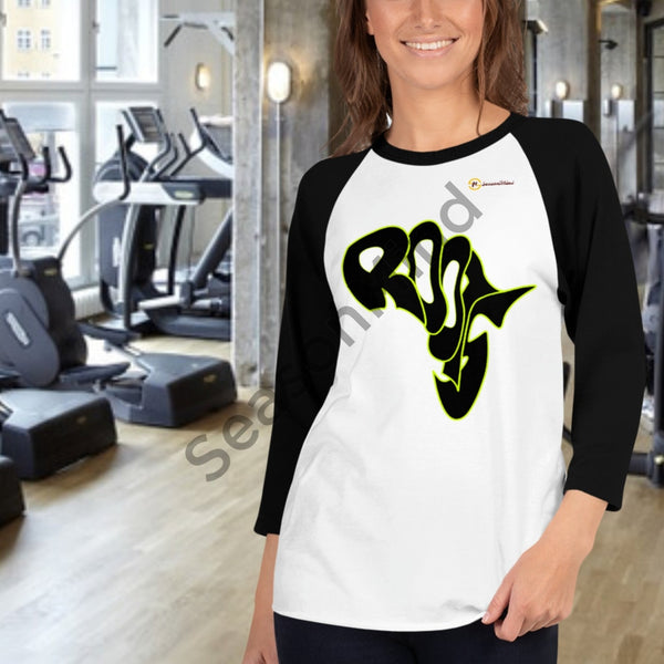 Roots 3/4 Sleeve T-Shirt (Black Neon) White/black / Xs Female