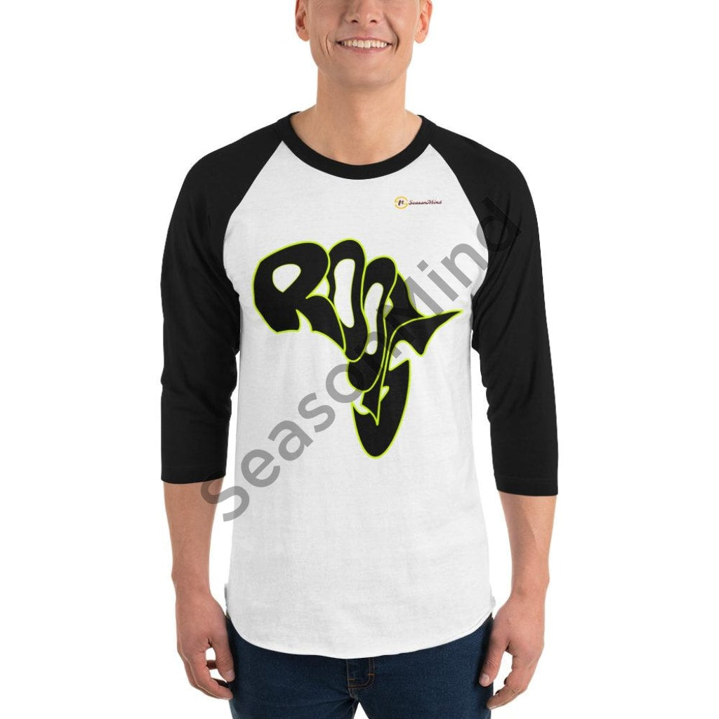 Roots 3/4 Sleeve T-Shirt (Black Neon) White/black / Male