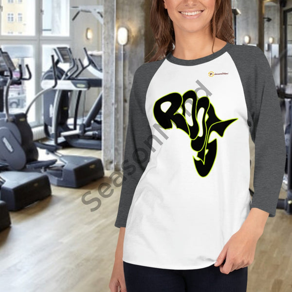 Roots 3/4 Sleeve T-Shirt (Black Neon) White/heather Charcoal / Female