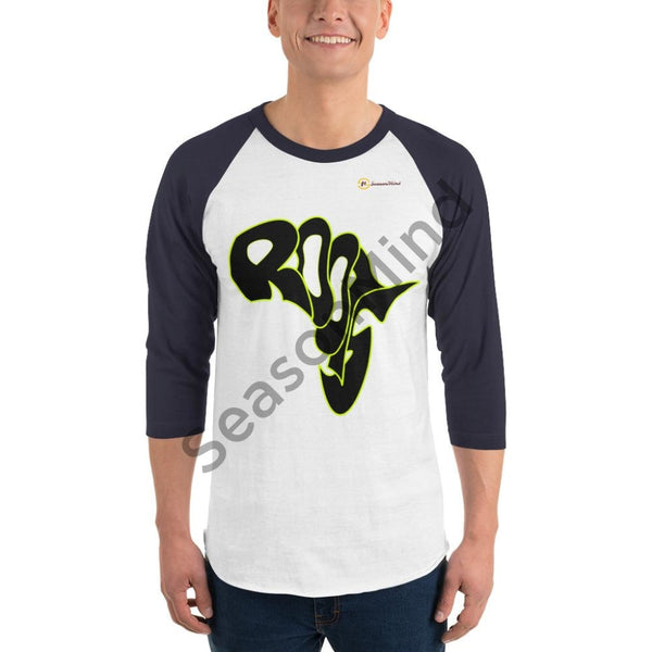 Roots 3/4 Sleeve T-Shirt (Black Neon) White/navy / Xs Male