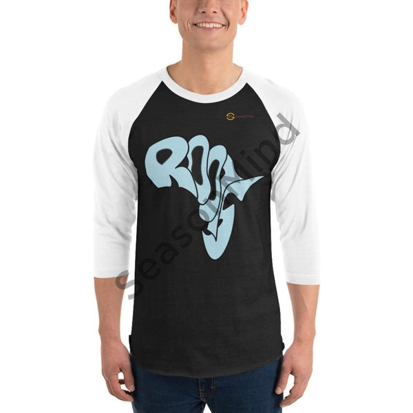 Roots 3/4 Sleeve T-Shirt (Light Blue) Black/white / Xs Male