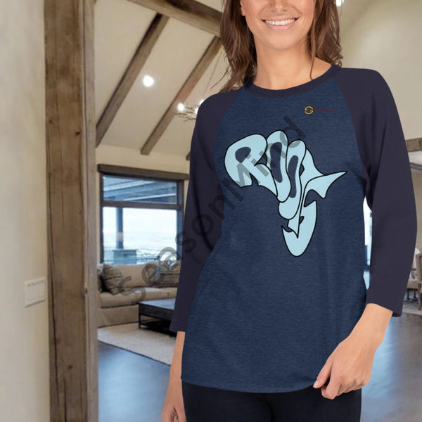 Roots 3/4 Sleeve T-Shirt (Light Blue) Heather Denim/navy / Xs Female