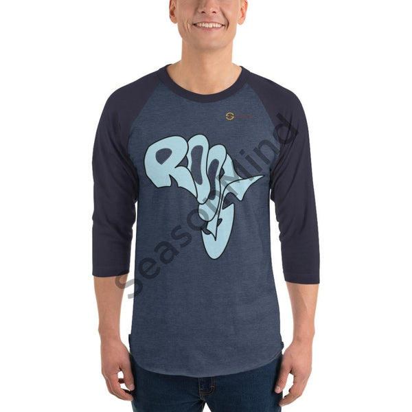 Roots 3/4 Sleeve T-Shirt (Light Blue) Heather Denim/navy / Xs Male