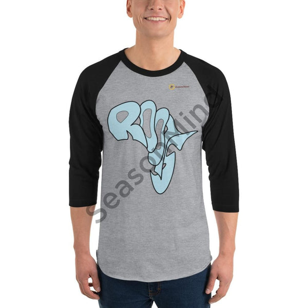 Roots 3/4 Sleeve T-Shirt (Light Blue) Heather Grey/black / Xs Male