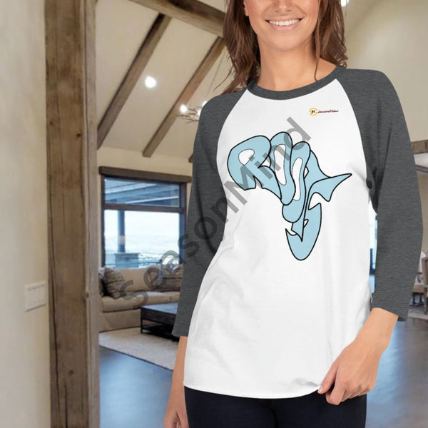 Roots 3/4 Sleeve T-Shirt (Light Blue) White/heather Charcoal / Xs Female