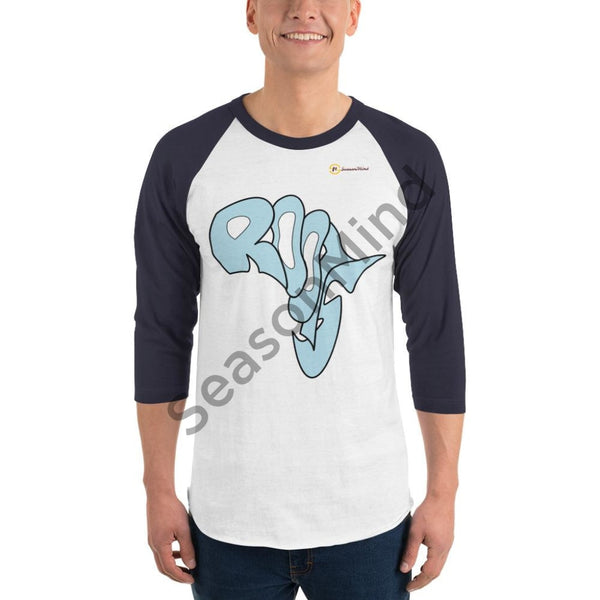 Roots 3/4 Sleeve T-Shirt (Light Blue) White/navy / Xs Male