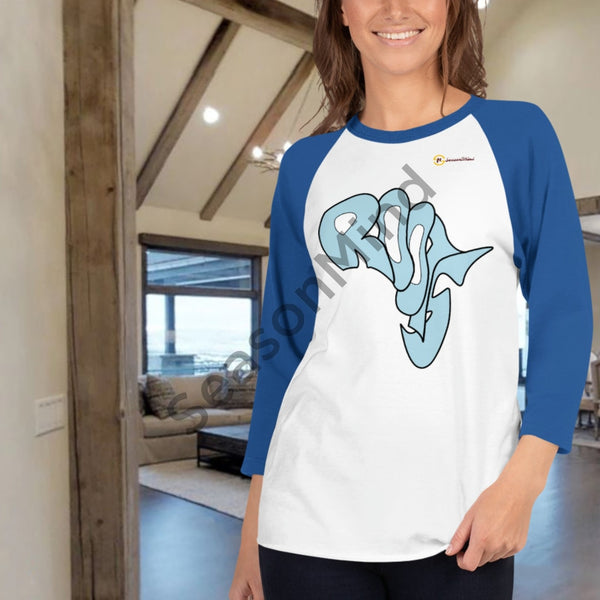 Roots 3/4 Sleeve T-Shirt (Light Blue) White/royal / Xs Female