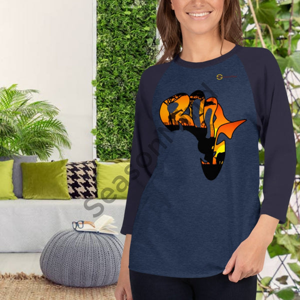 Roots 3/4 Sleeve T-Shirt (Nature) Heather Denim/navy / Xs Female