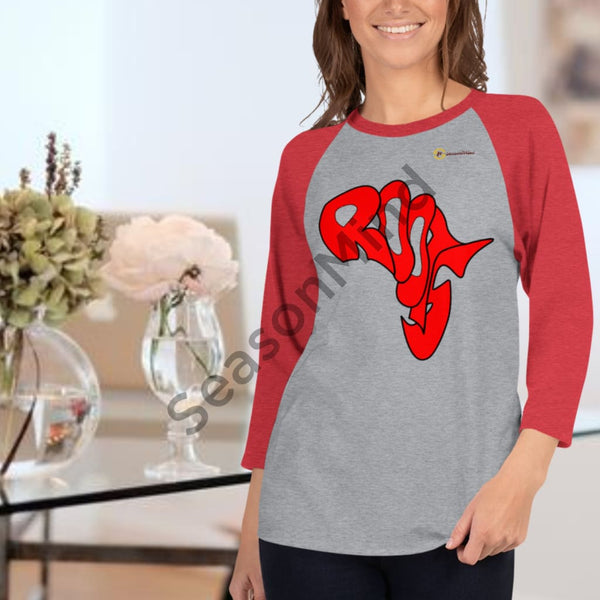 Roots 3/4 Sleeve T-Shirt (Red) Heather Grey/heather Red / Xs Female