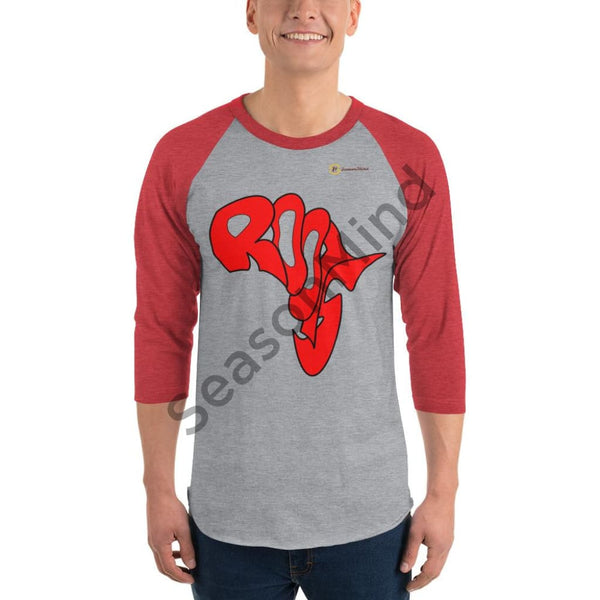 Roots 3/4 Sleeve T-Shirt (Red) Heather Grey/heather Red / Xs Male