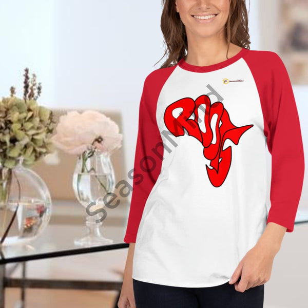 Roots 3/4 Sleeve T-Shirt (Red) White/red / Xs Female