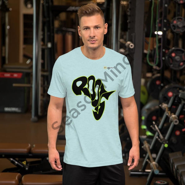 Roots T-Shirt (Black-Neon) Heather Prism Ice Blue / Xs Male